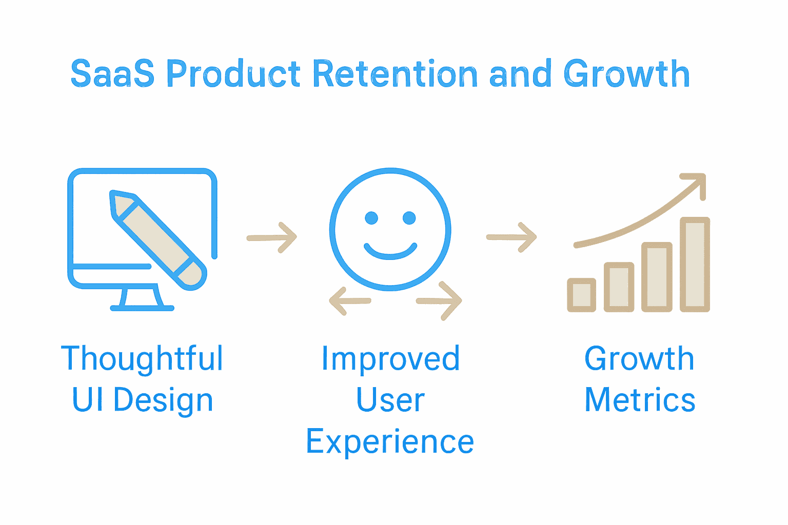 Infographic: Thoughtful UI design leads to user experience improvements, driving SaaS growth metrics