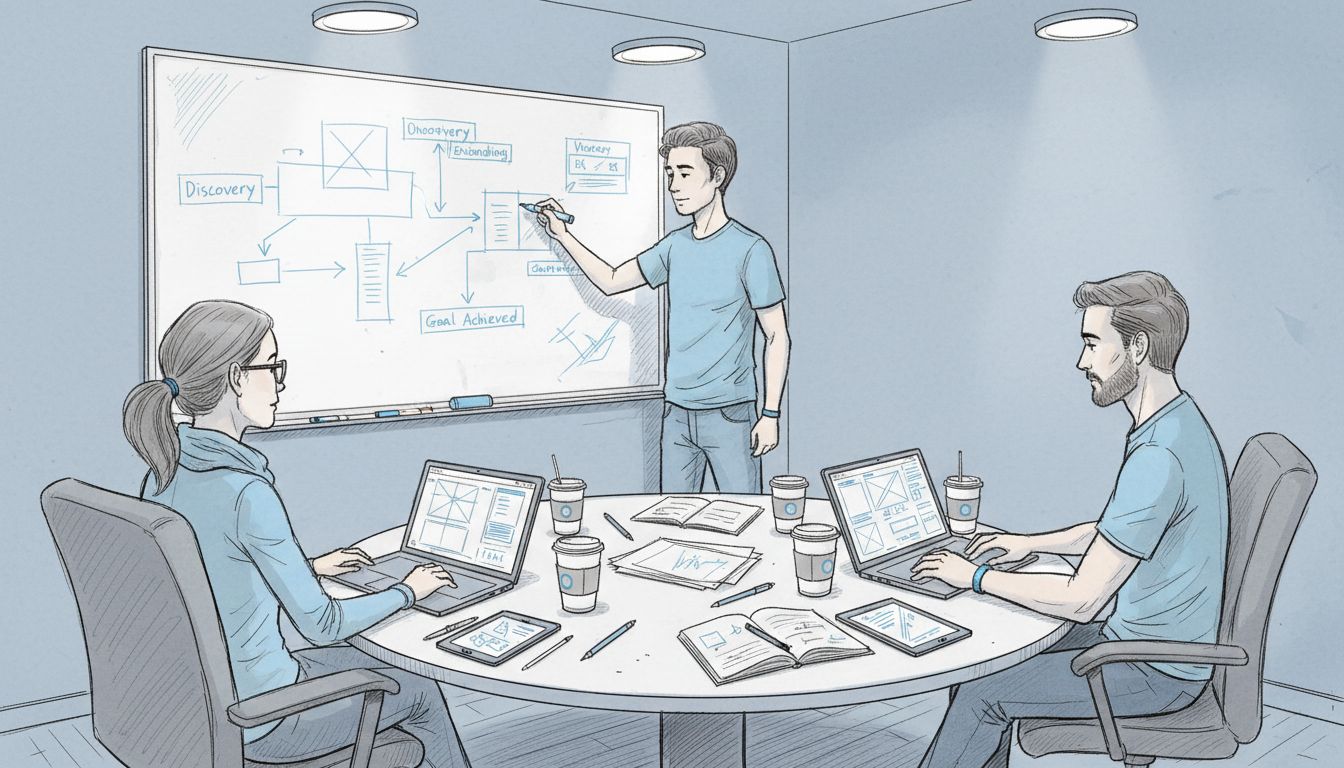 Designer sketching user journey map