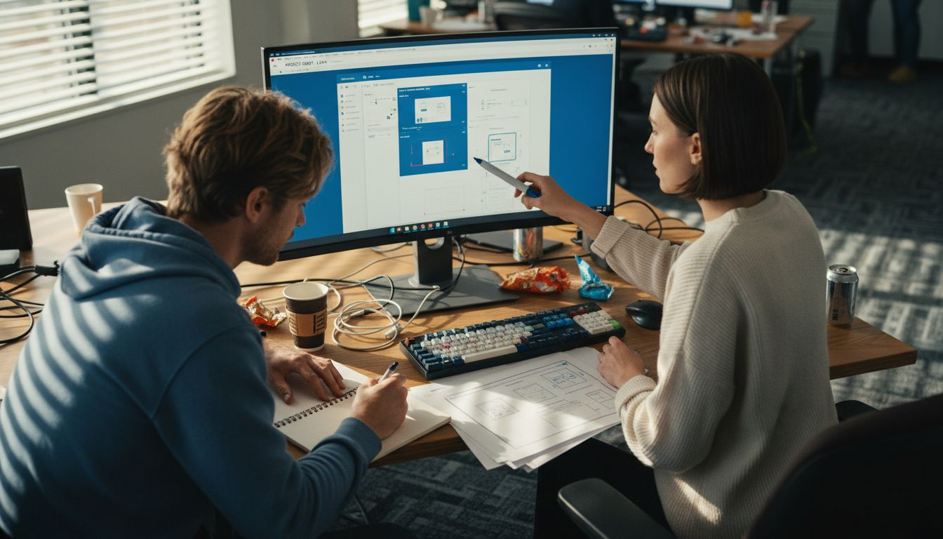 Designers collaborating on SaaS prototype