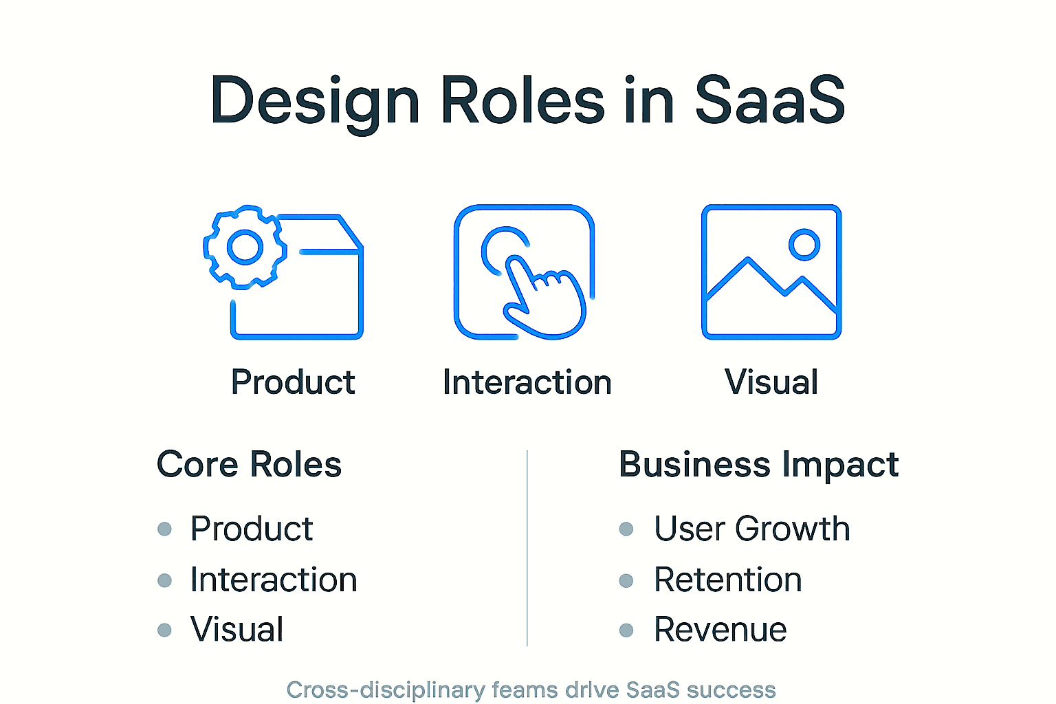 Infographic showing design roles and impacts in SaaS