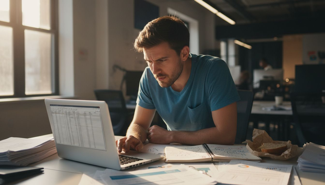 SaaS research phase with spreadsheets and notes