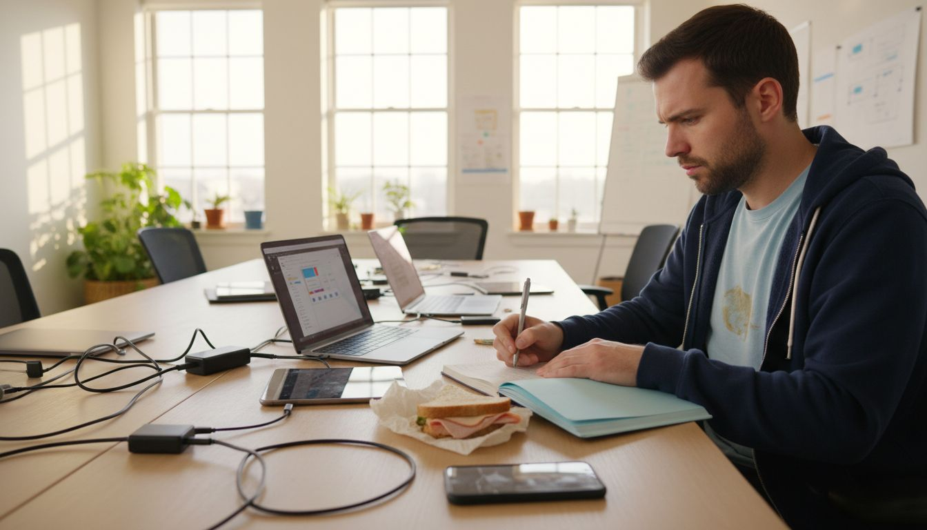 UX designer tests SaaS app on devices