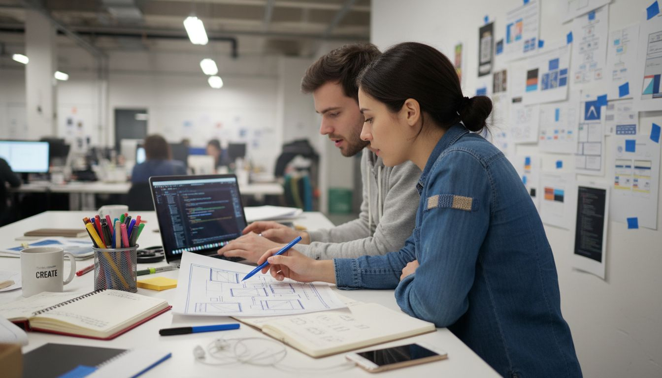 Designer and engineer review software wireframe