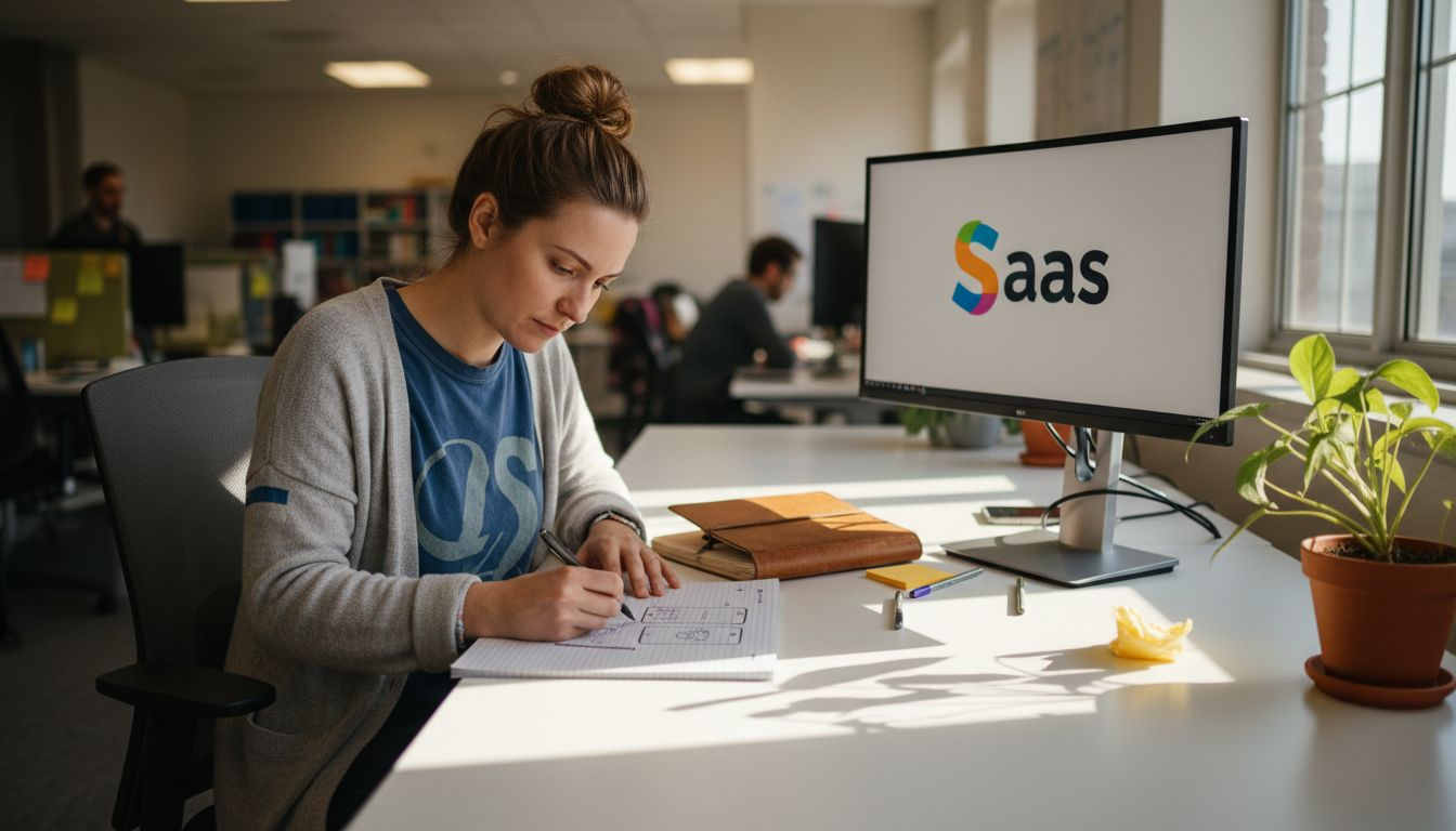 Designer sketching SaaS user experience wireframes