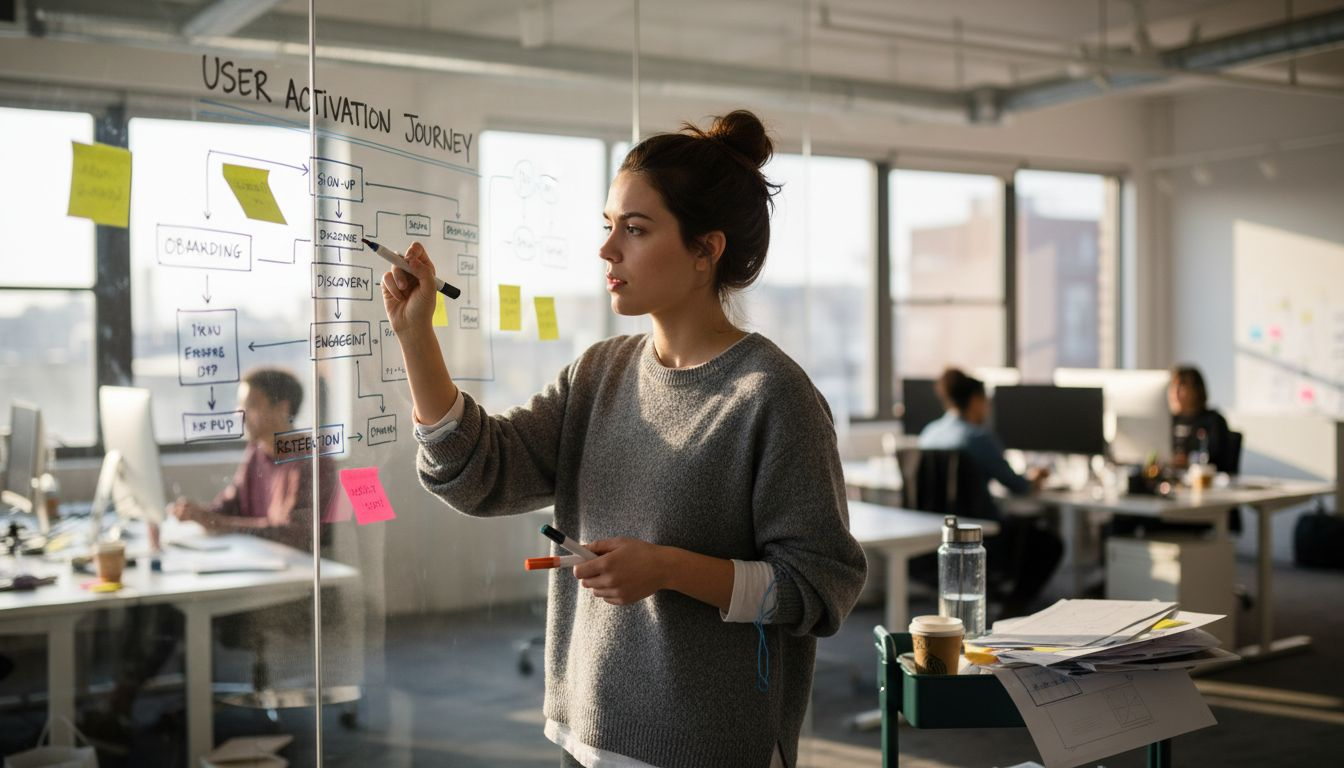 UX designer mapping SaaS user activation flow