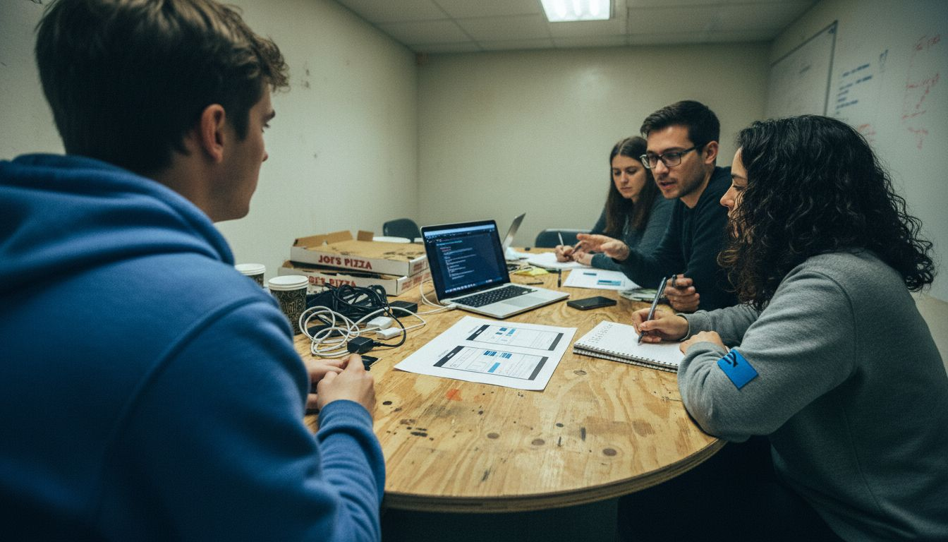 Product team collaborating on interface prototype