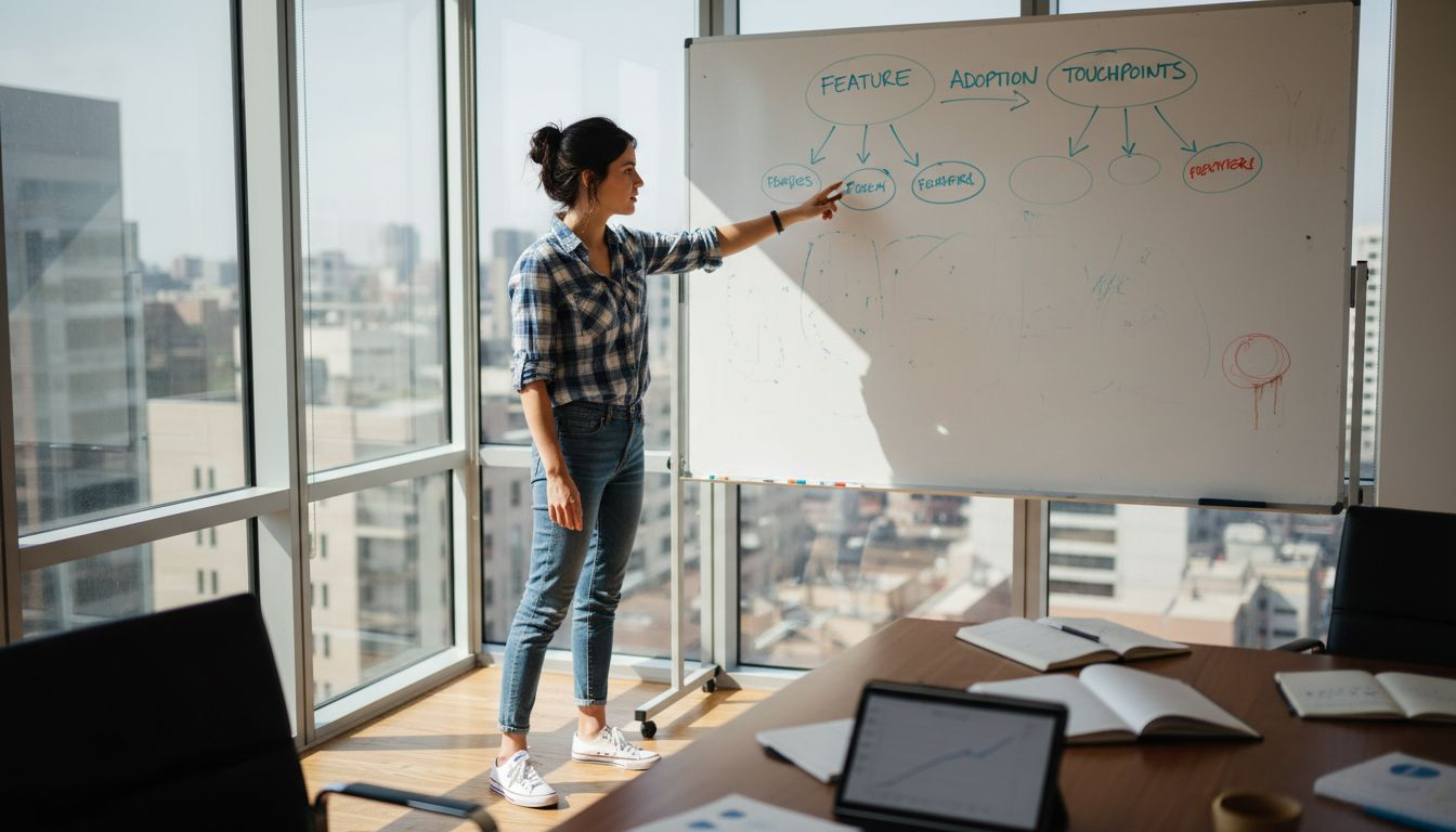 Specialist explaining SaaS onboarding features