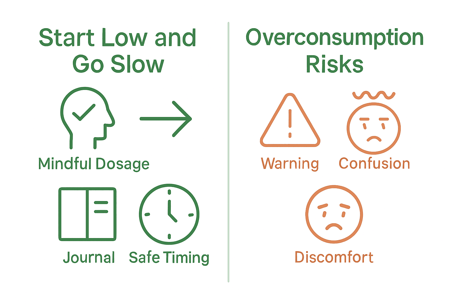 Infographic comparing safe cannabis edible dosing with overdose risks