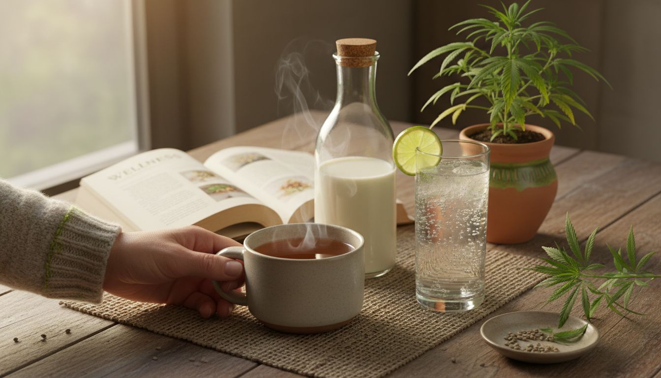 Classic hemp tea, milk, and soda varieties