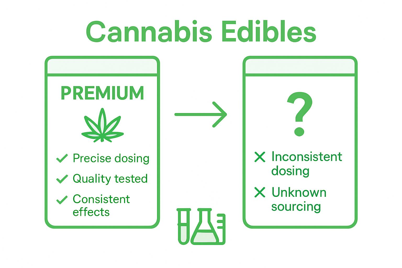 Infographic compares premium and generic edibles features