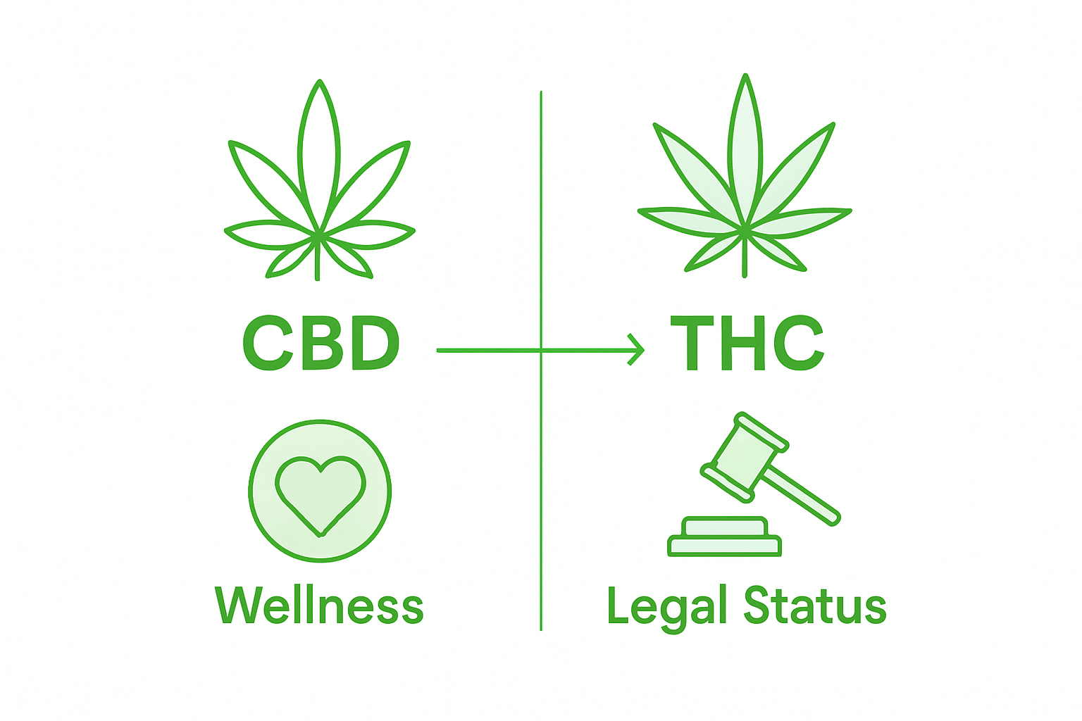 Infographic comparing THC vs CBD effects