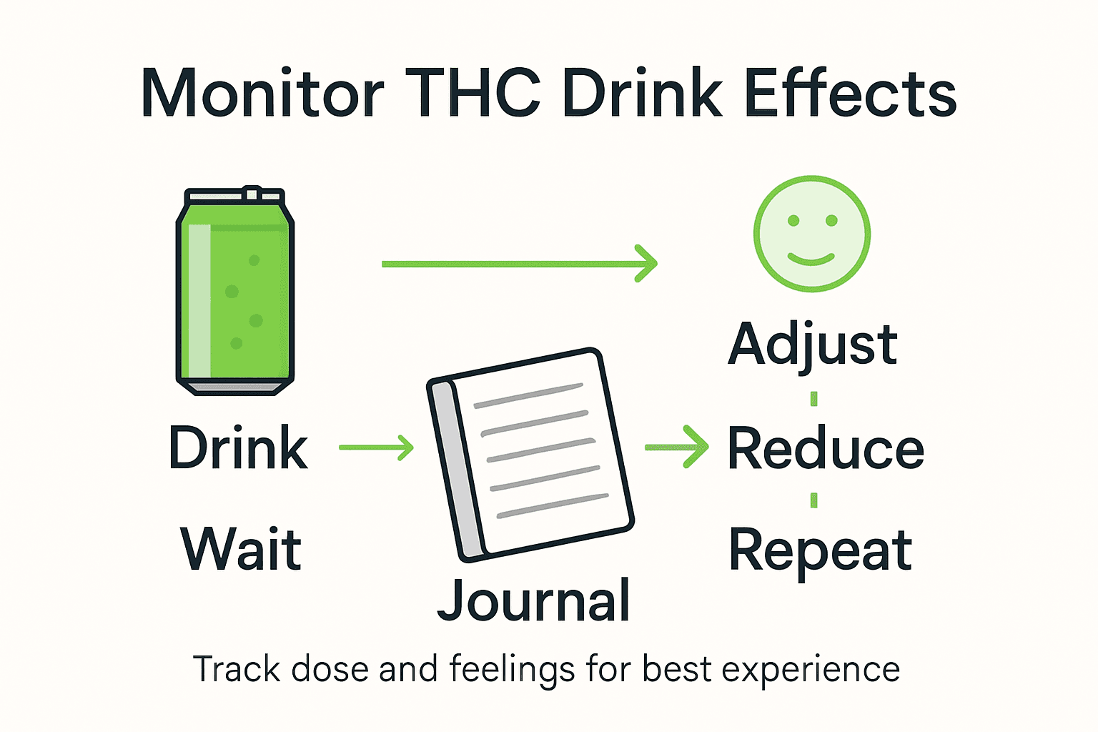 Infographic showing THC drink effect tracking and adjustment