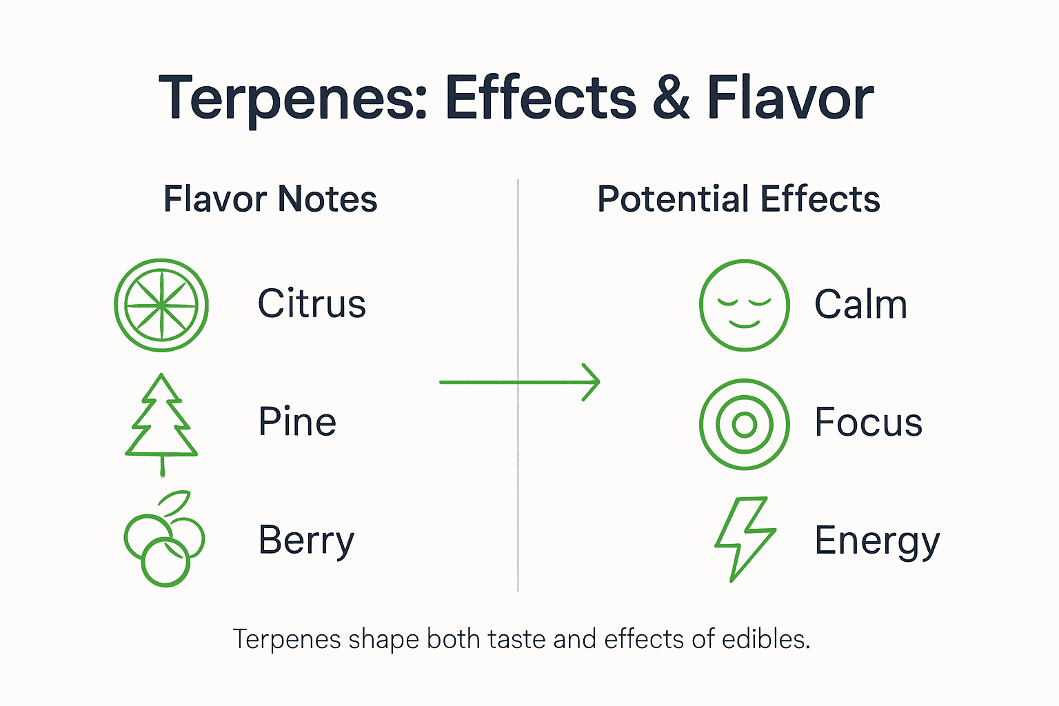 Infographic of terpene effects and flavors