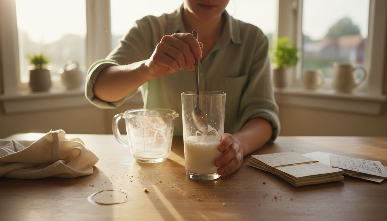 Woman stirring THC drink for even mix