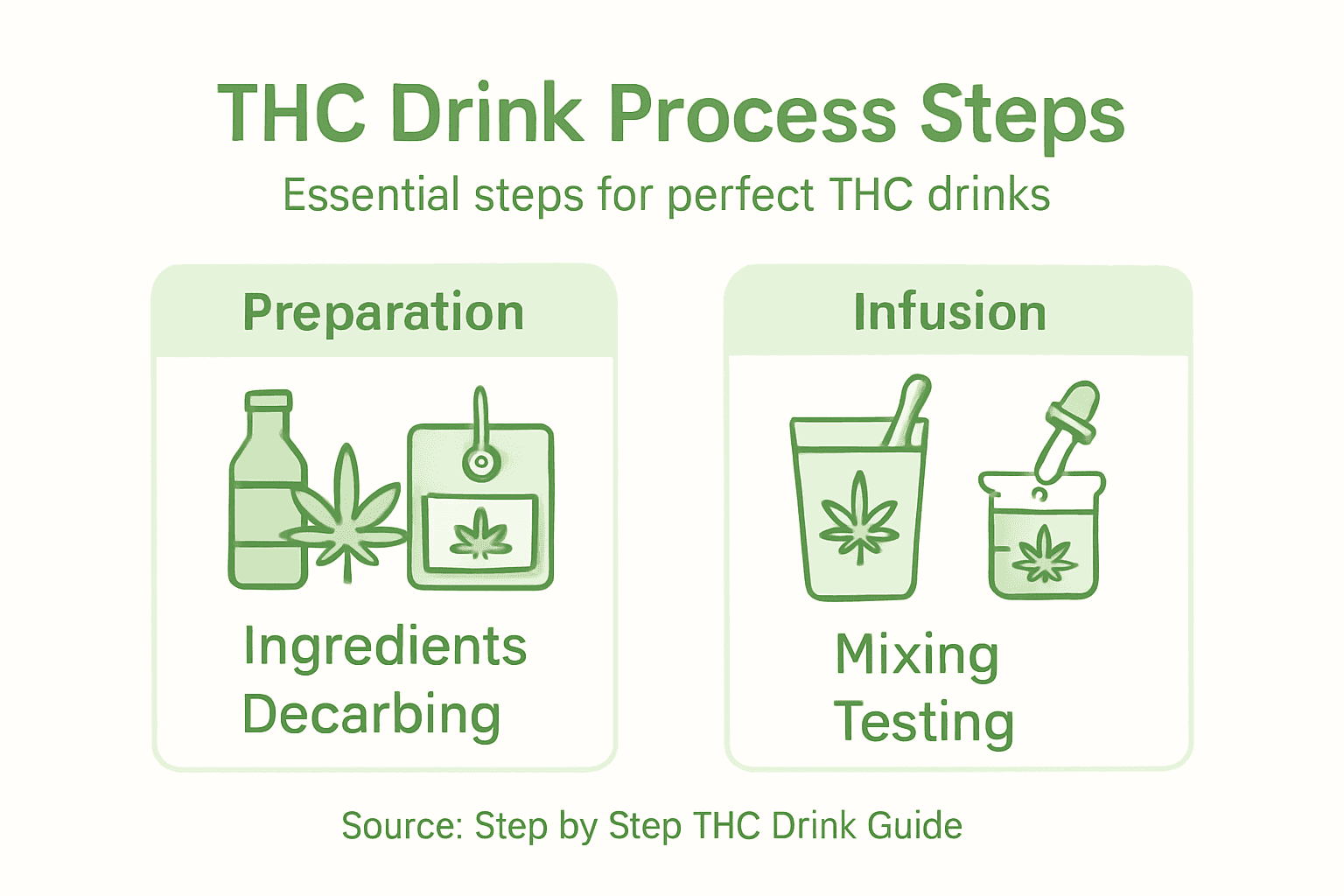 Infographic outlining steps for THC beverage process