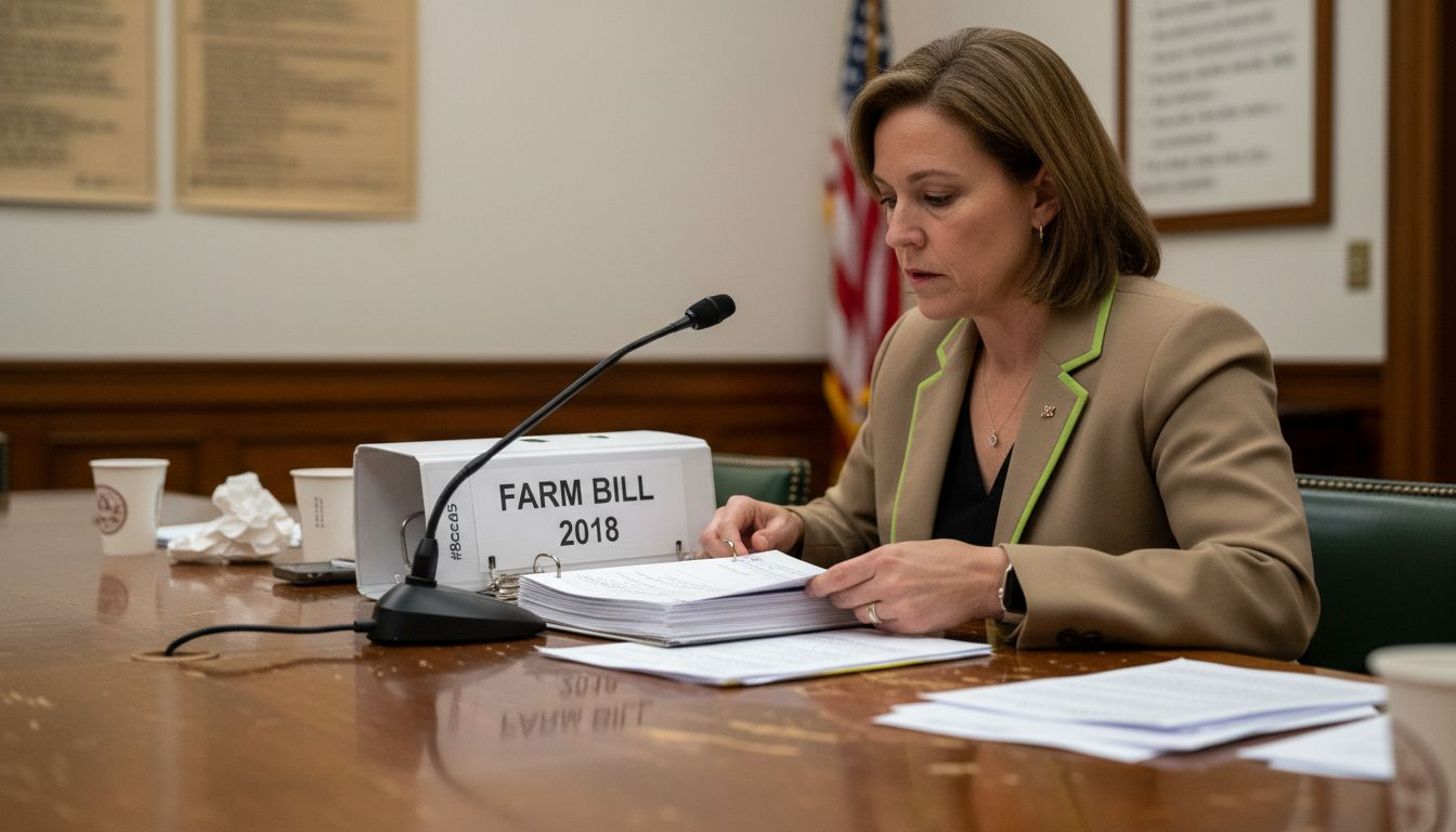Congressional hearing table with Farm Bill binder