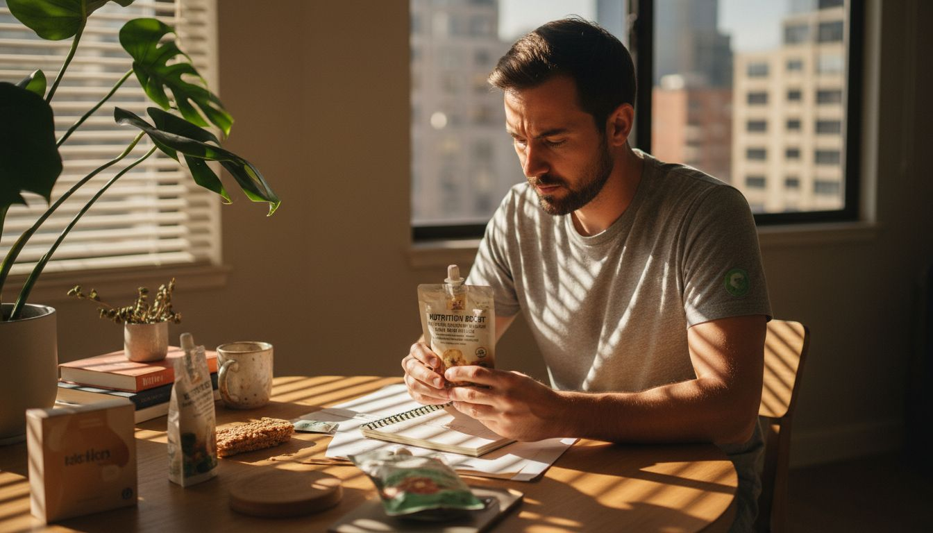 Man studying organic edible packaging