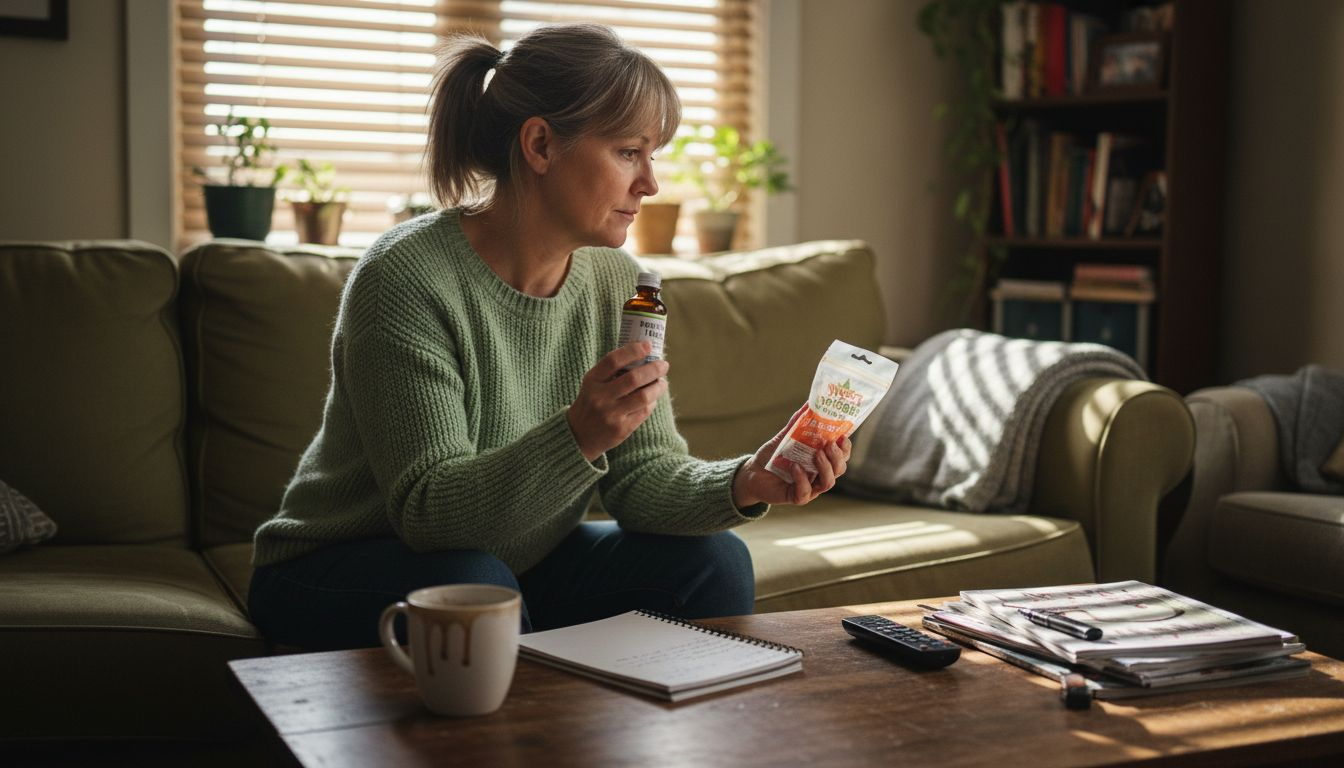 Woman comparing two THC product types