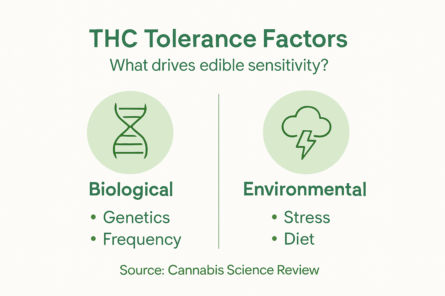 Infographic showing THC tolerance factors