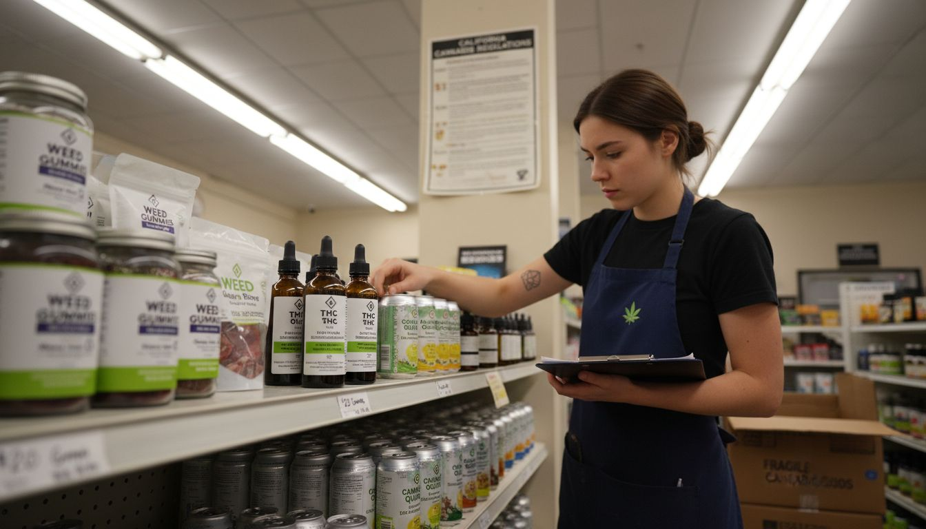 Retail shelf shows various legal THC products