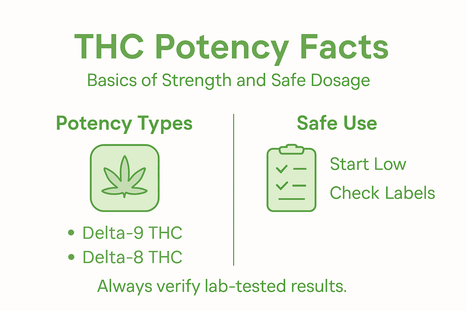 Infographic showing THC potency facts and safety tips