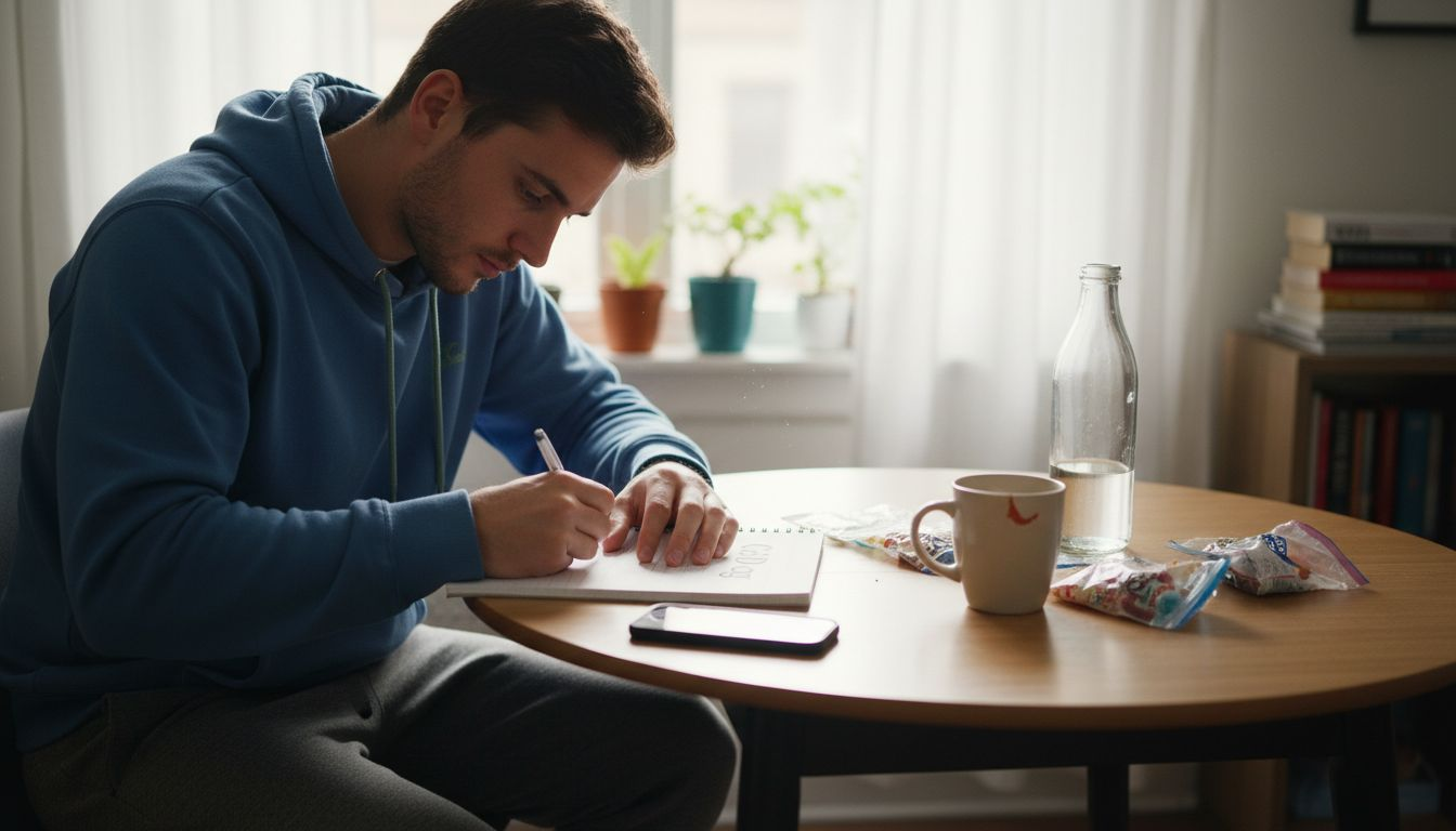 Man tracking CBD gummy dosages