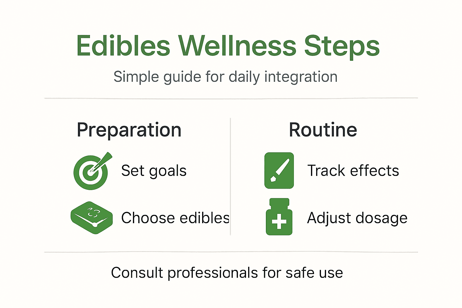Infographic of steps to integrate edibles