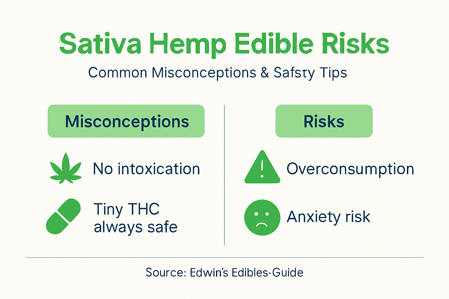 Infographic on sativa hemp edible misconceptions and risks