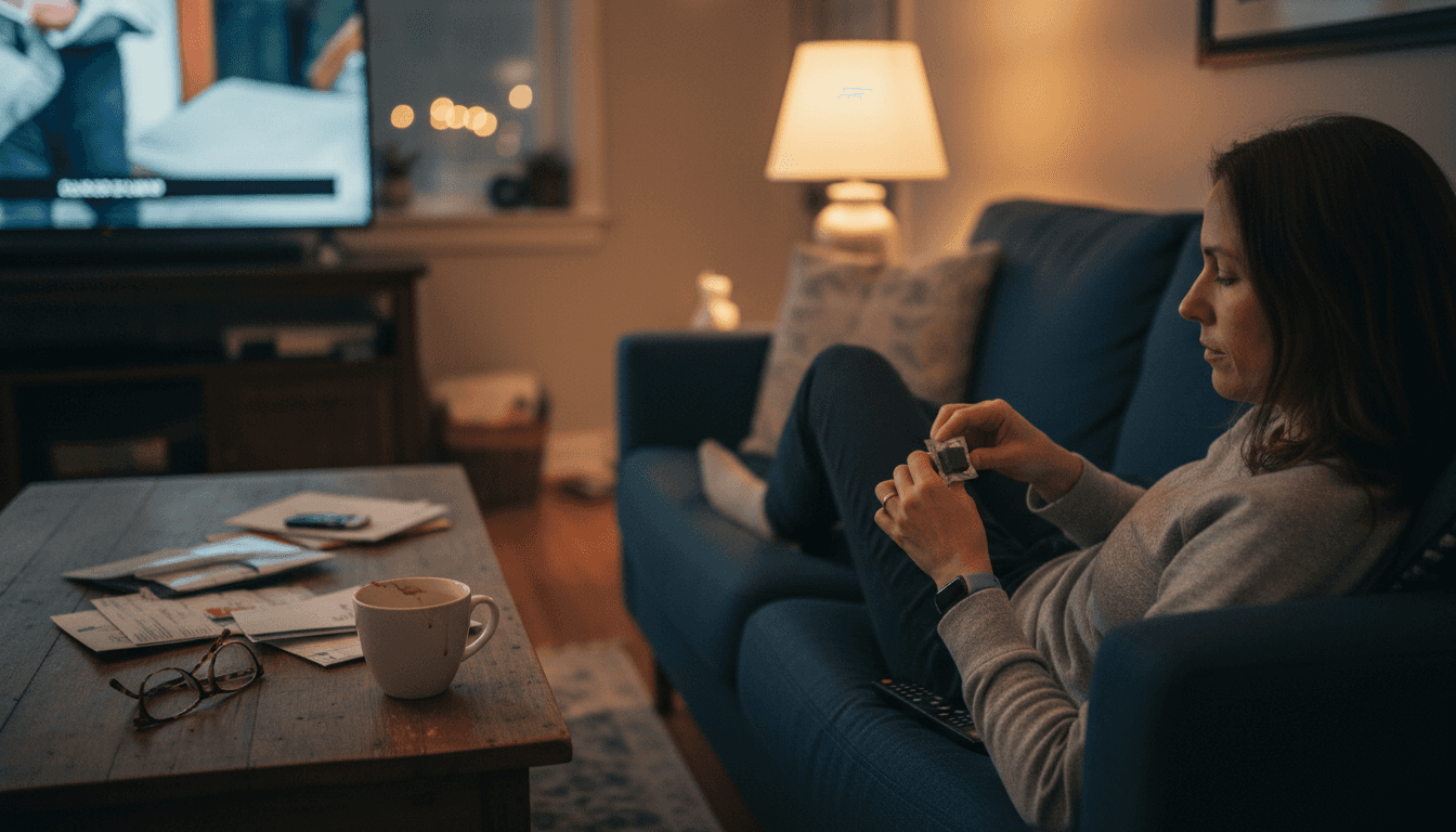 Woman preparing to take fast-acting Indica chew