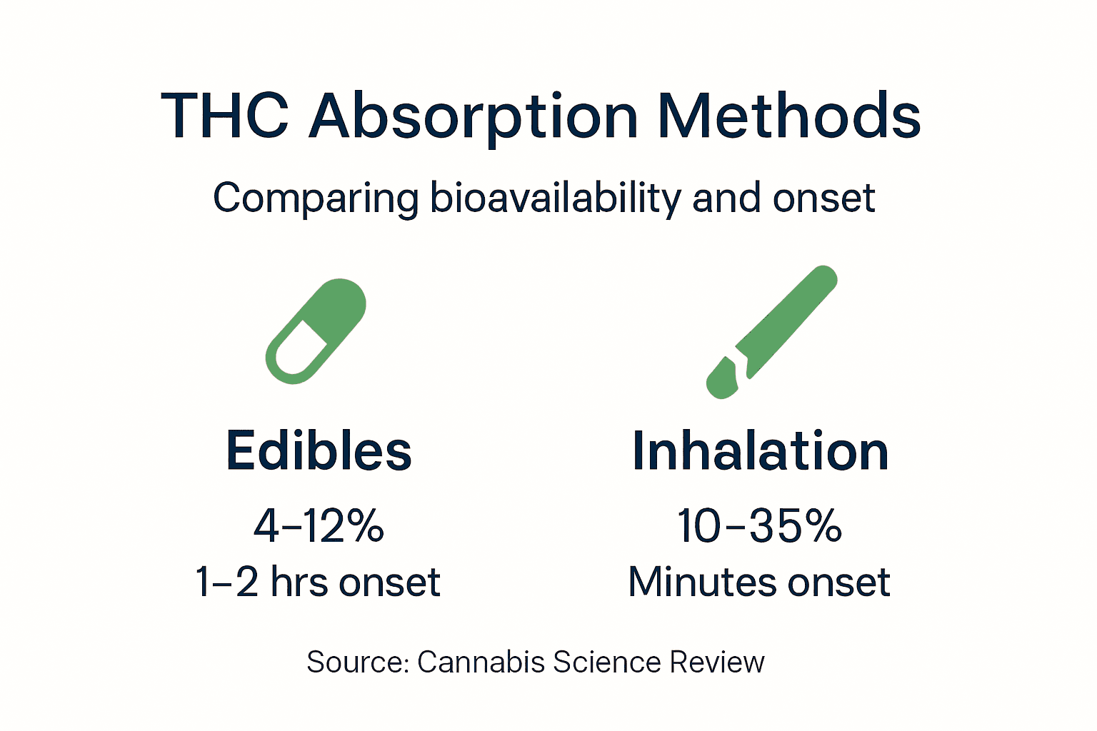 Infographic showing edible and inhalation comparison