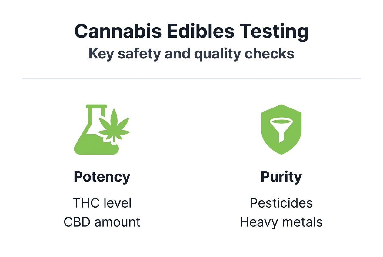 Infographic about cannabis edibles lab testing key points