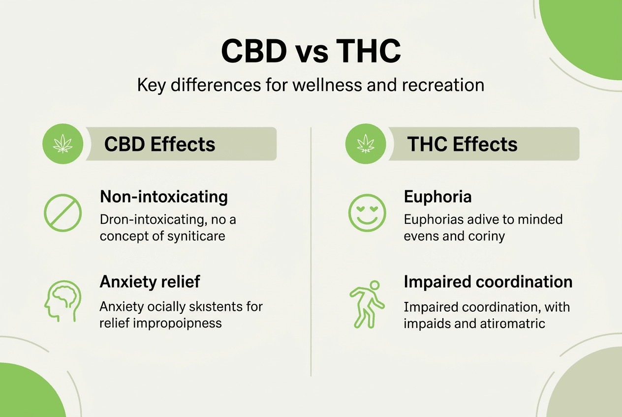 Infographic comparing CBD and THC key differences
