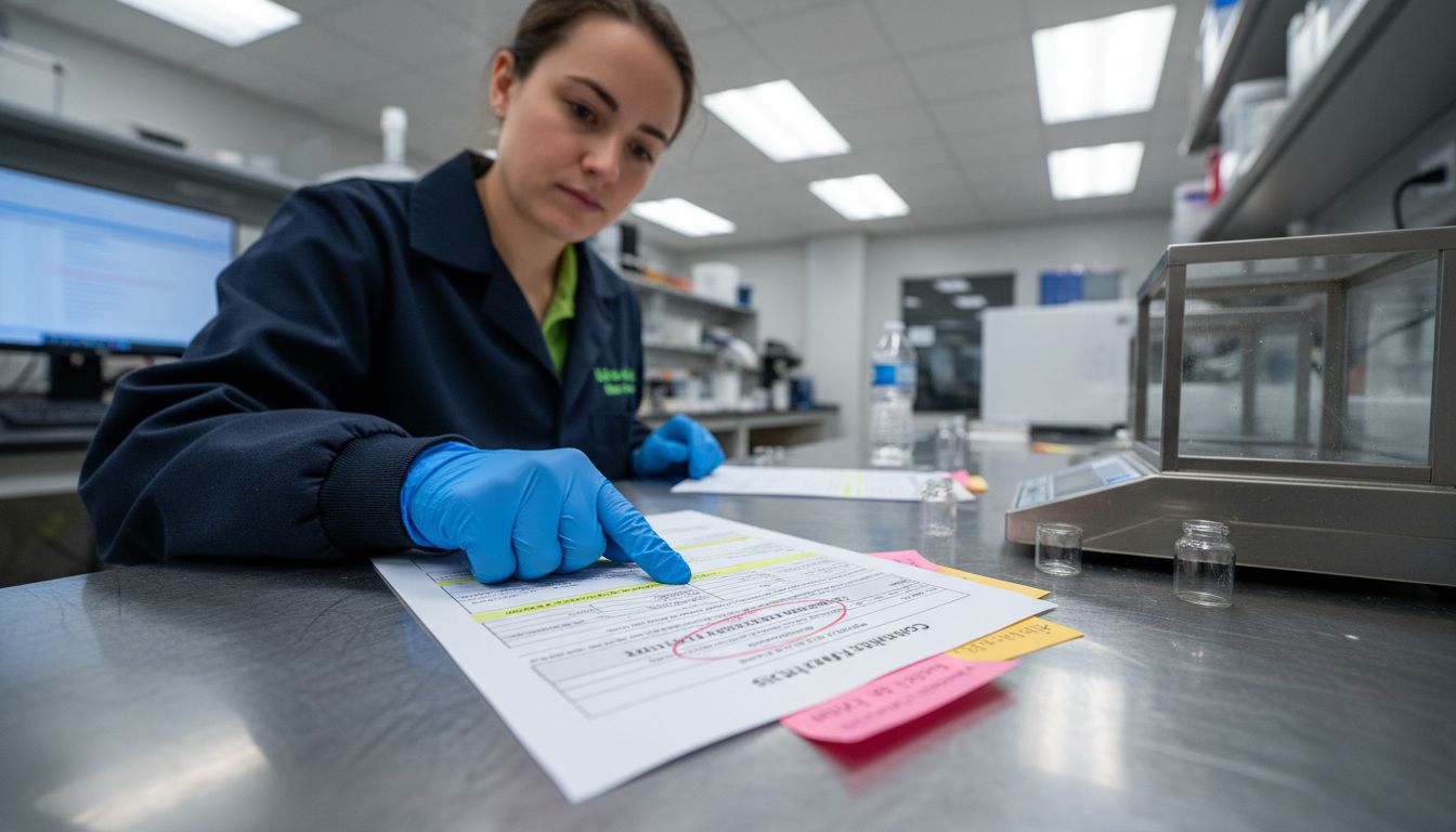 Lab technician highlights contaminant report section