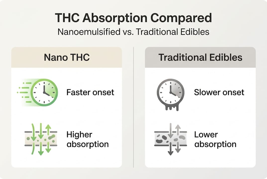 Infographic comparing THC onset and absorption