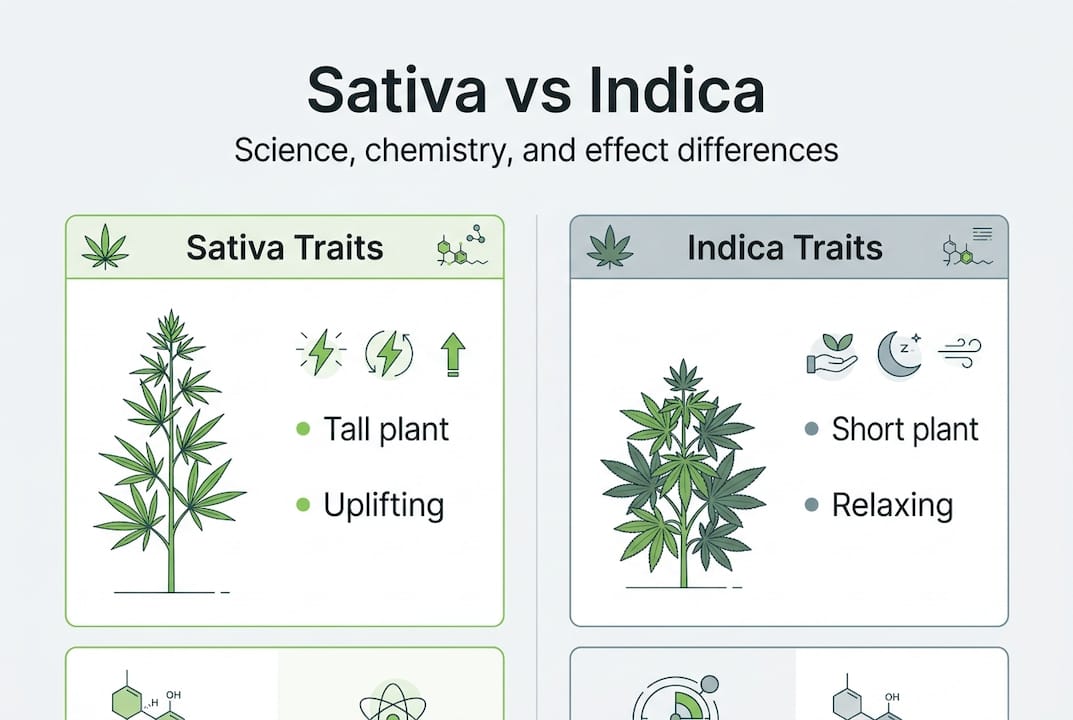 Infographic of sativa and indica differences