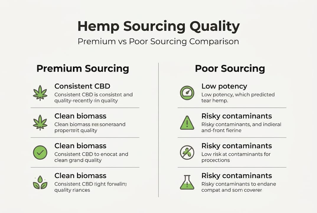 Infographic comparing premium and poor hemp sourcing