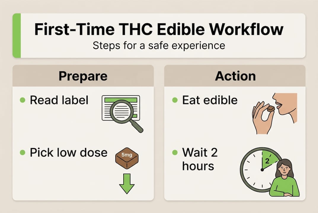 Infographic showing safe 5mg THC edible steps