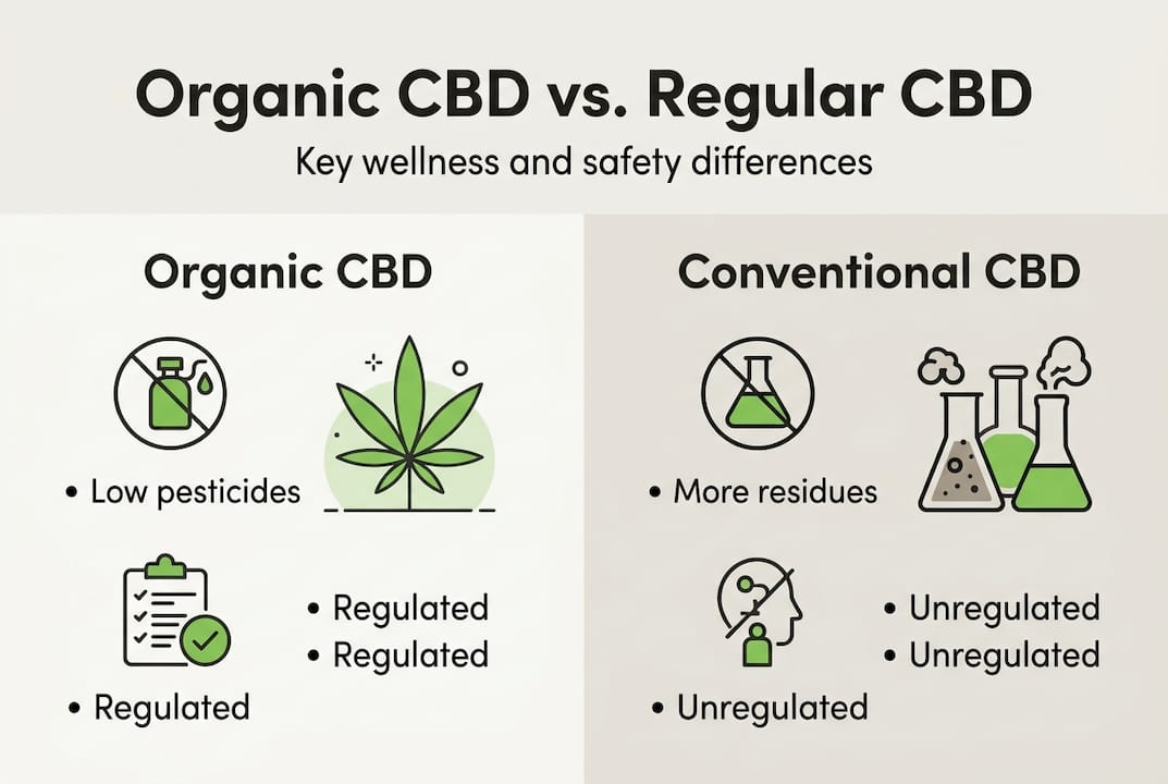 Infographic showing organic vs conventional CBD safety