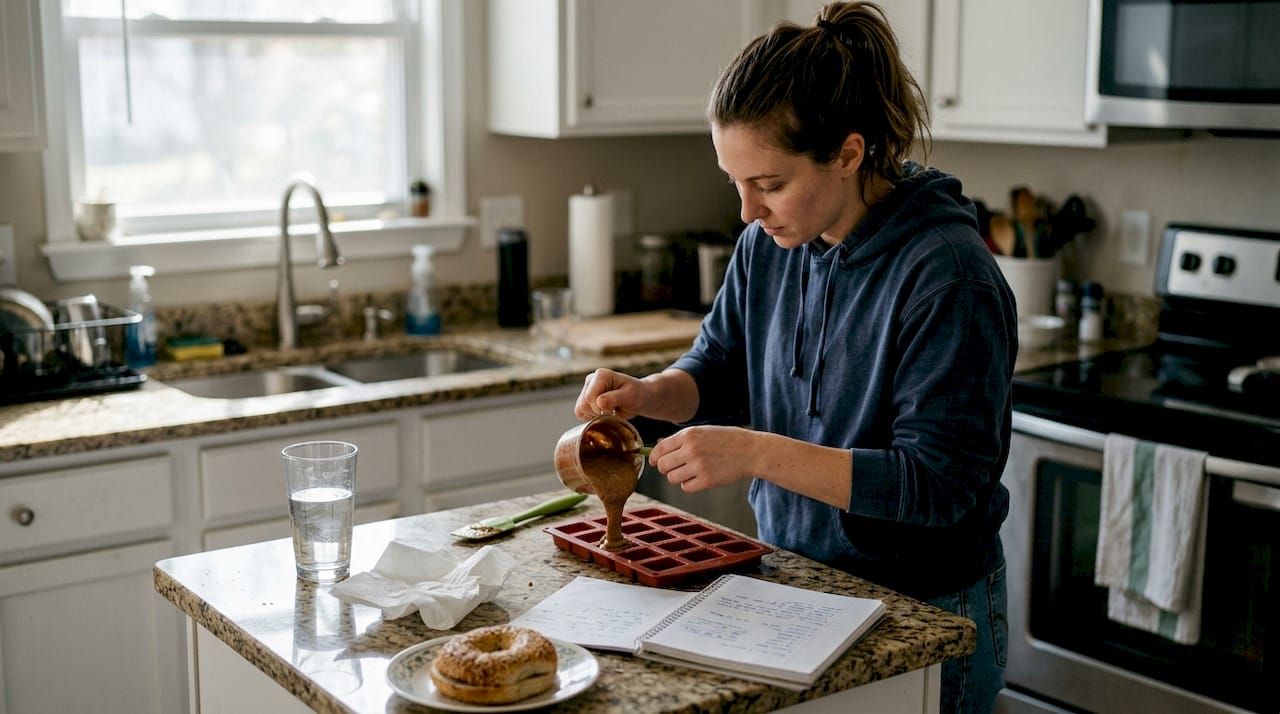 Woman making THC edibles in kitchen
