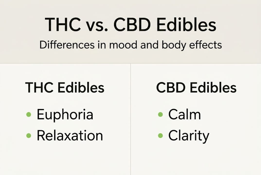 Infographic contrasting THC CBD edible effects