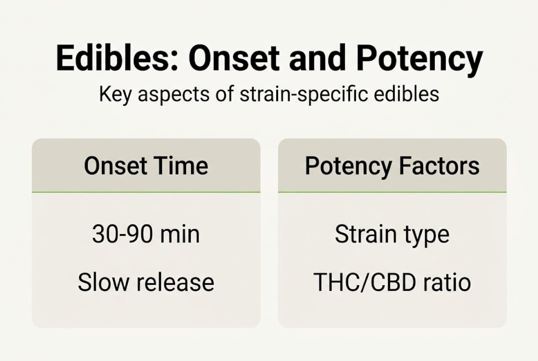 Infographic showing edible onset time and potency