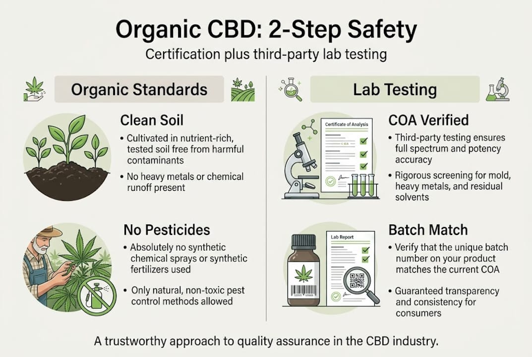 Infographic summarizing CBD safety steps