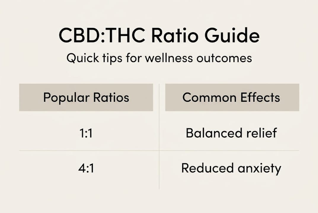 Infographic chart on CBD THC wellness ratios