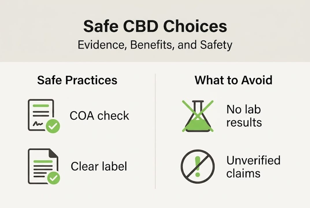 Infographic summarizing CBD safety checklist