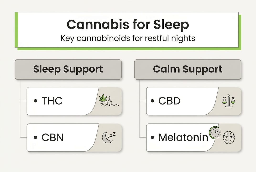 Infographic: sleep cannabinoids overview with key categories