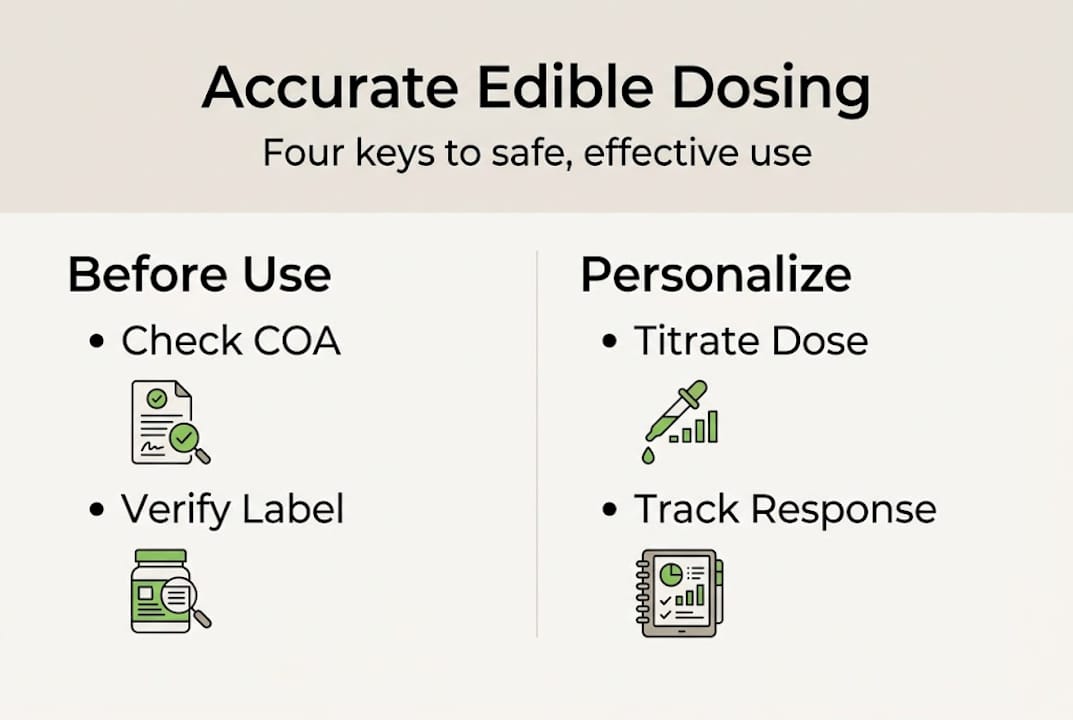 Infographic showing safe dosing steps for edibles