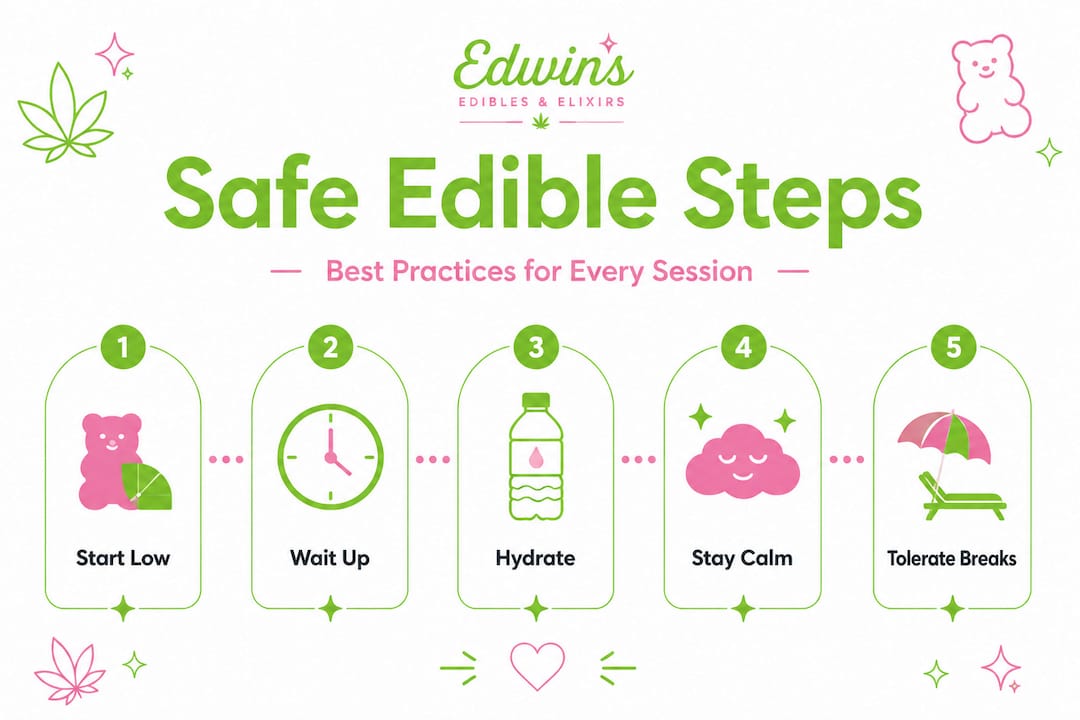 Infographic showing safe edible use step-by-step process