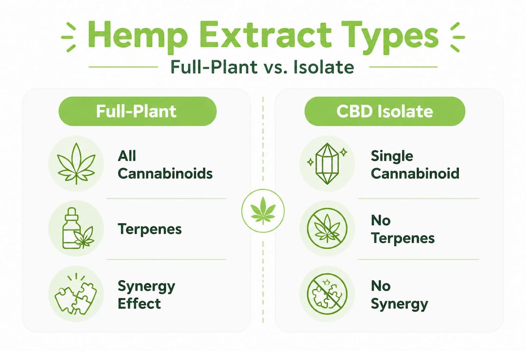 Infographic comparing full-plant vs isolate extract