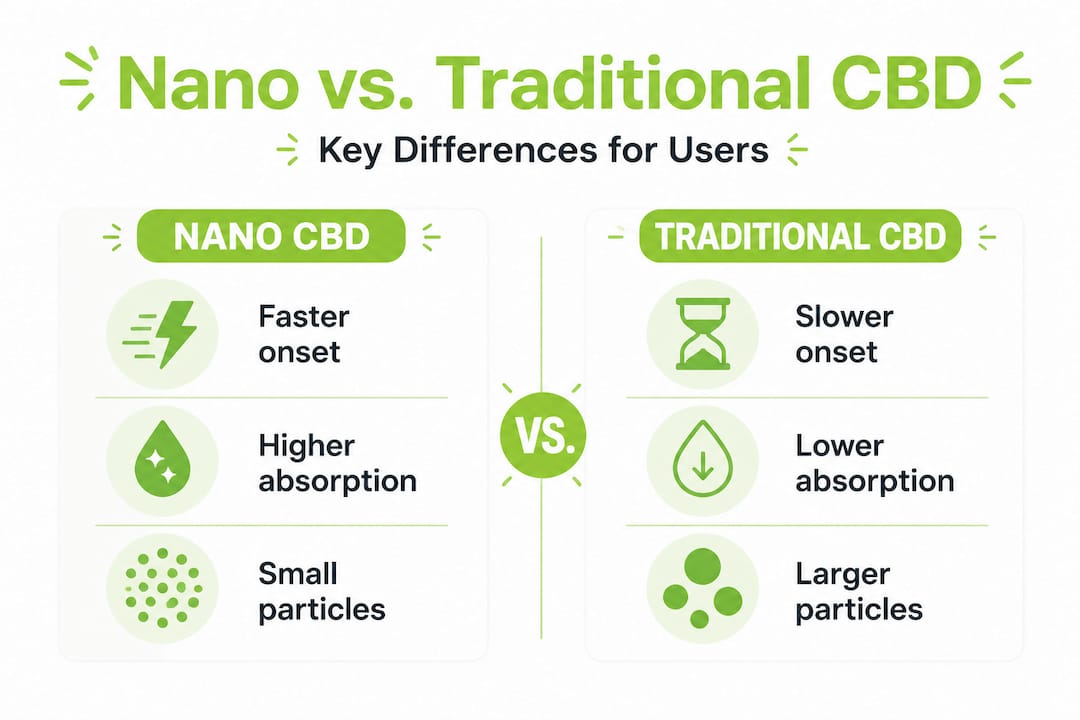 Infographic compares nano and traditional CBD benefits