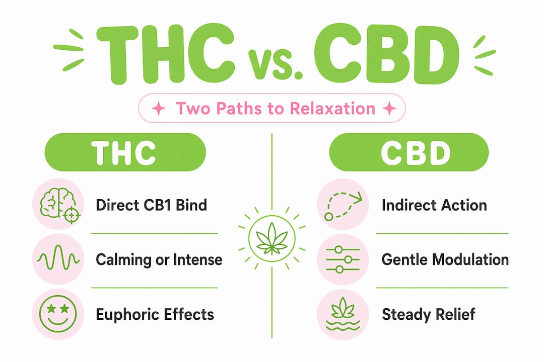 Infographic comparing THC and CBD effects
